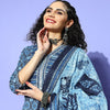 Indyancart IE Women Blue Cotton Blend i Suit Kurta Set