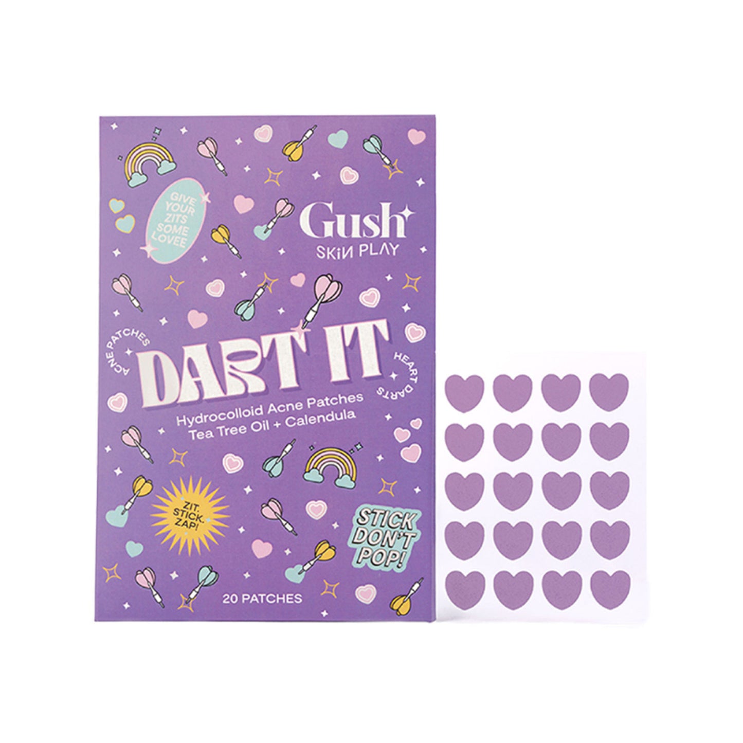 Gush Beauty Dart It Pimple Patches Work in 6-8 Hrs For Acne, Zits And Blemishes - Purple Heart