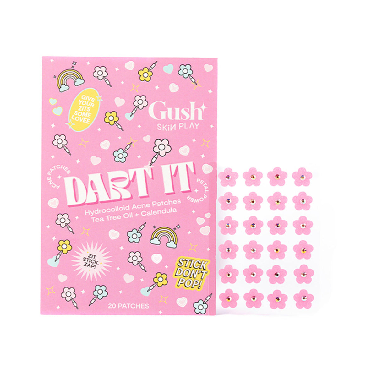 Gush Beauty Dart It Pimple Patches Work in 6-8 Hrs For Acne, Zits And Blemishes - Pink Flower