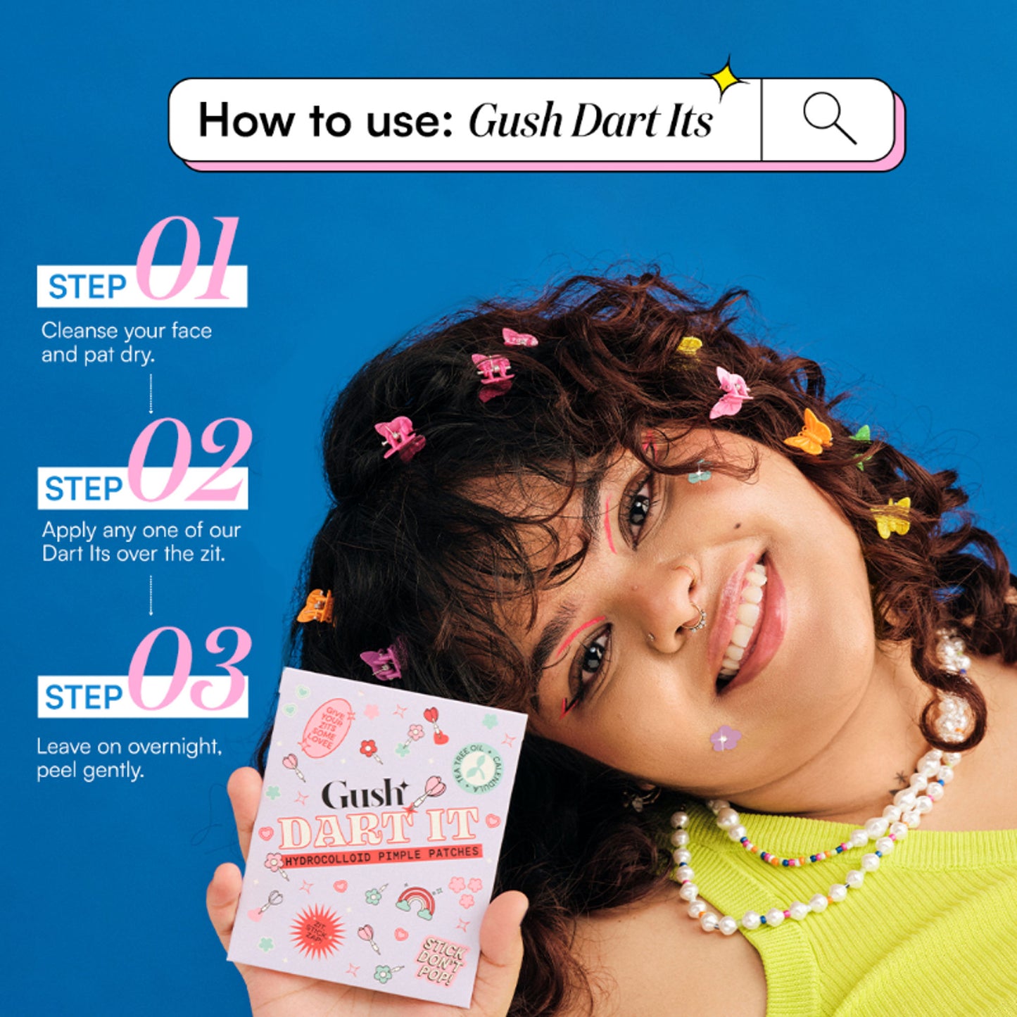 Gush Beauty Dart It Pimple Patches Work in 6-8 Hrs For Acne, Zits And Blemishes - Holographic Butterfly