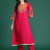 Dhiyona IE Ethnic Motifs Embroidered Regular Kurta with Trousers