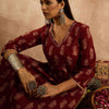 Dhiyona IE Floral Printed V-Neck Pure Cotton Thread Work Straight Kurta