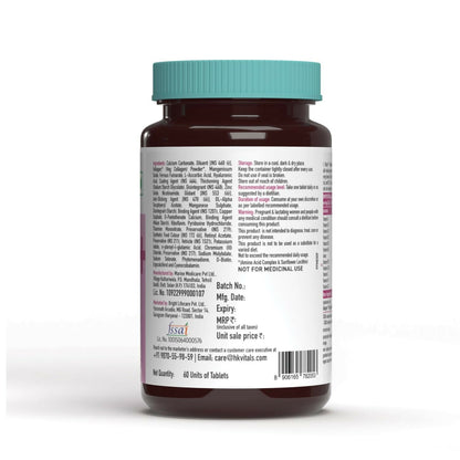 HK Vitals Multivitamin Plus Women Ayurvedic Tablets in a bottle, showing tablets designed for women's health and wellness.