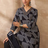 Dhiyona IE Geometric Printed V Neck Pure Cotton Kurta With Trousers & Dupatta