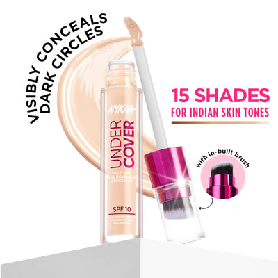 Nykaa Undercover Multi-Use Full Coverage Concealer-Hyaluronic Acid & Niacinamide - 01P