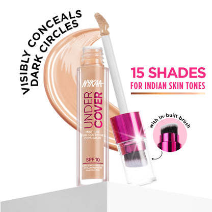 Nykaa Undercover Multi-Use Full Coverage Concealer-Hyaluronic Acid & Niacinamide - 09P