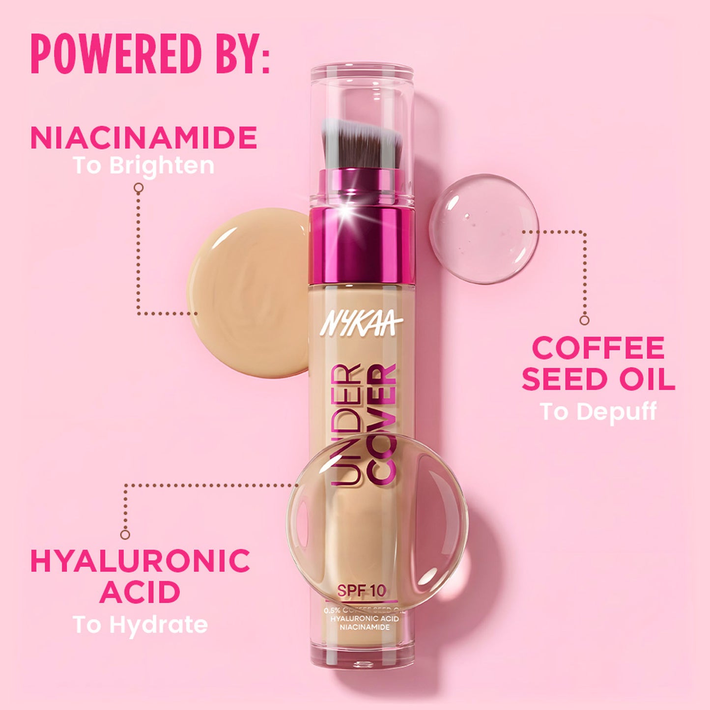 Nykaa Undercover Multi-Use Full Coverage Concealer-Hyaluronic Acid & Niacinamide - 13N