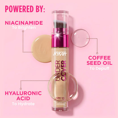 Nykaa Undercover Multi-Use Full Coverage Concealer-Hyaluronic Acid & Niacinamide - 13N