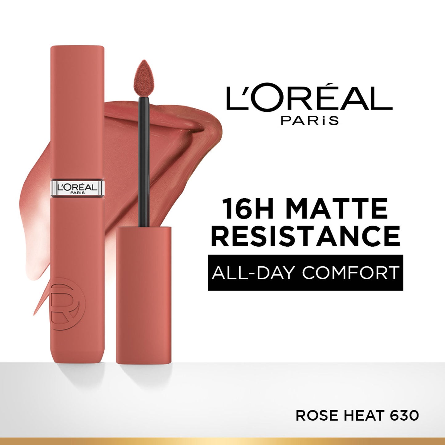LOreal Paris Infallible Matte Resistance Lipstick, Transfer Resistant Formula - Lazy Sunday 150 - 630 Rose Heat