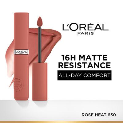 LOreal Paris Infallible Matte Resistance Lipstick, Transfer Resistant Formula - Lazy Sunday 150 - 630 Rose Heat