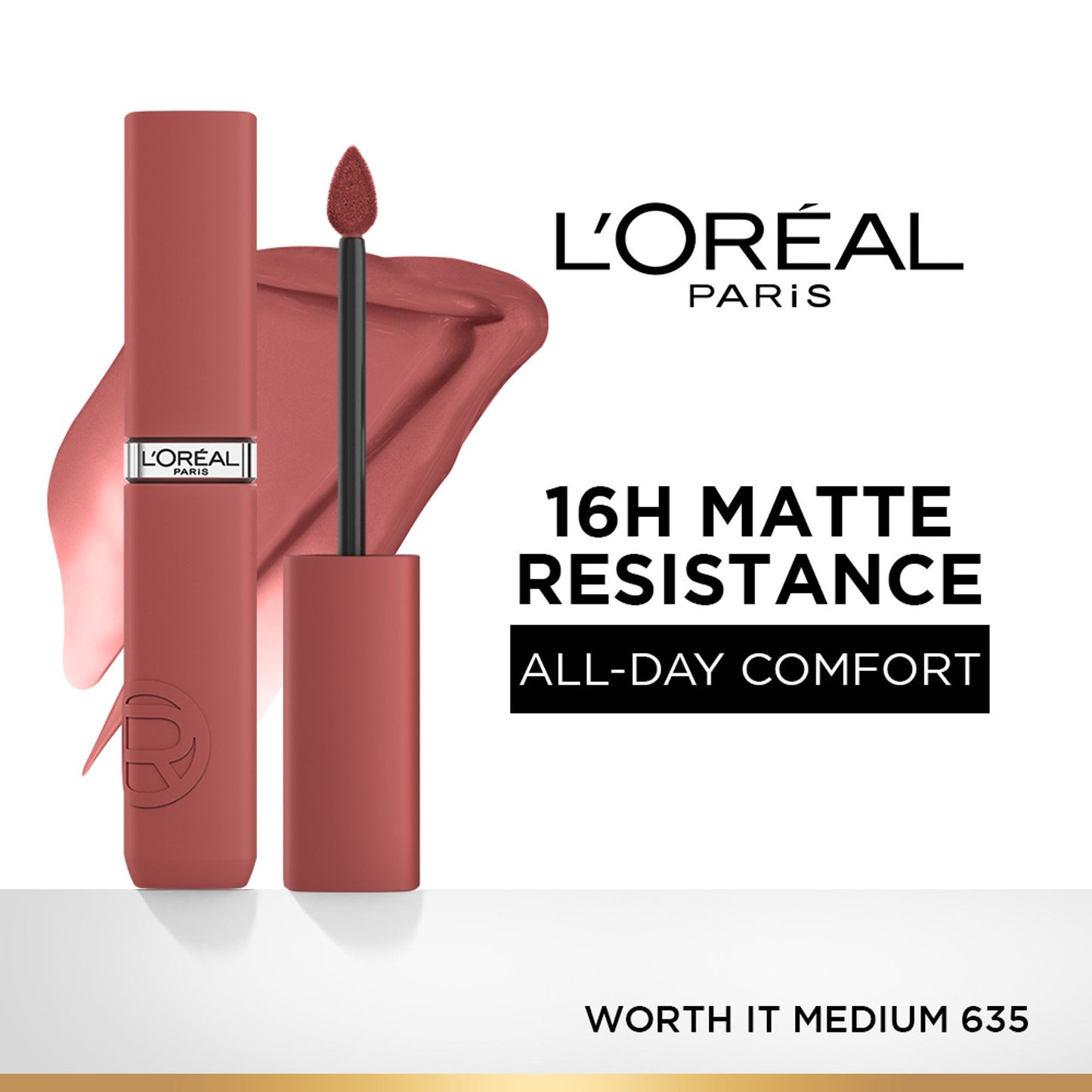 LOreal Paris Infallible Matte Resistance Lipstick, Transfer Resistant Formula - Lazy Sunday 150 - 635 Worth It Medium