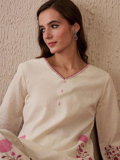 Indyancart IE Embroidered Straight Kurta Palazzos Set
