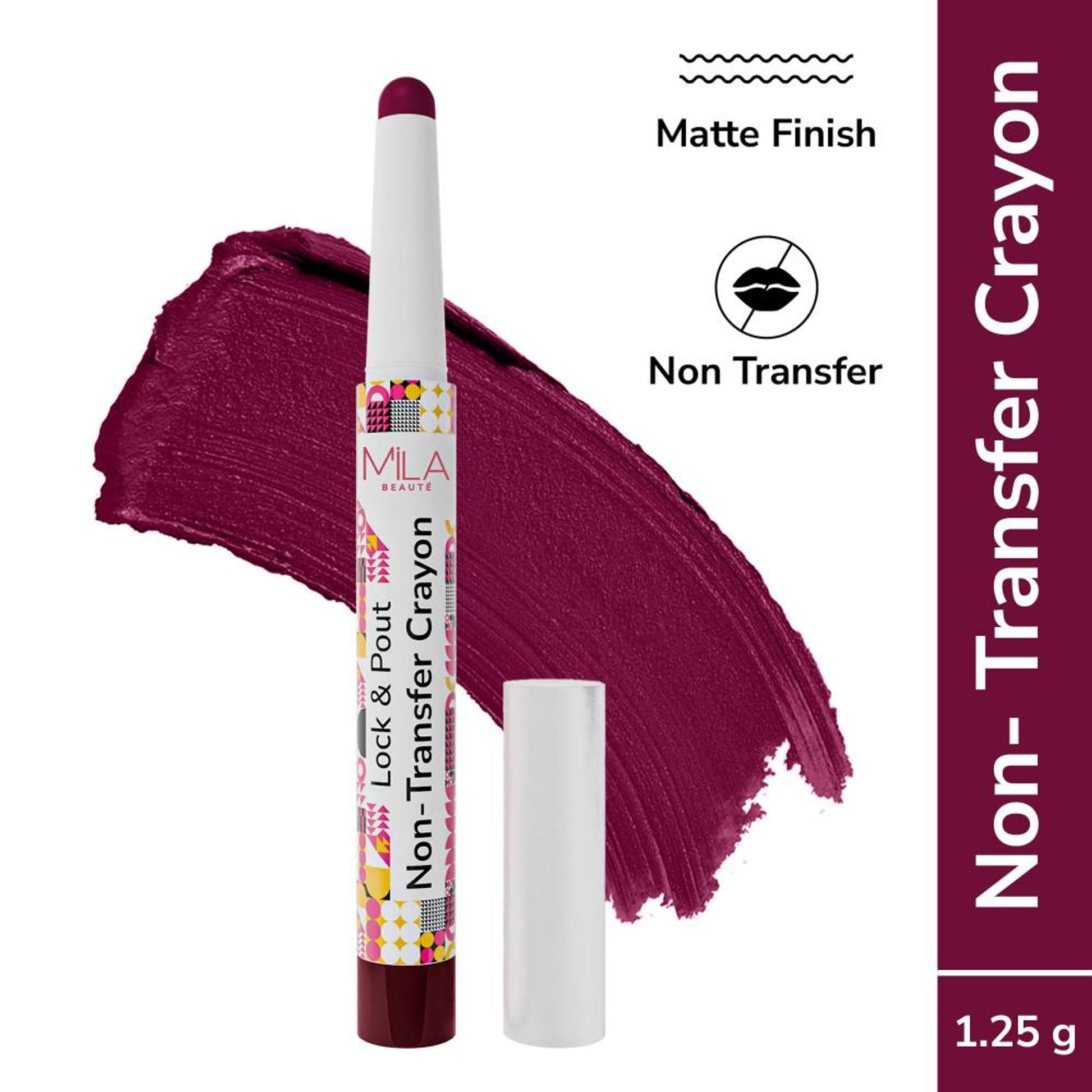 Mila Beauté Lock & Pout Transfer - Proof Matte Crayon With Ceramides & Shea Butter - High Energy