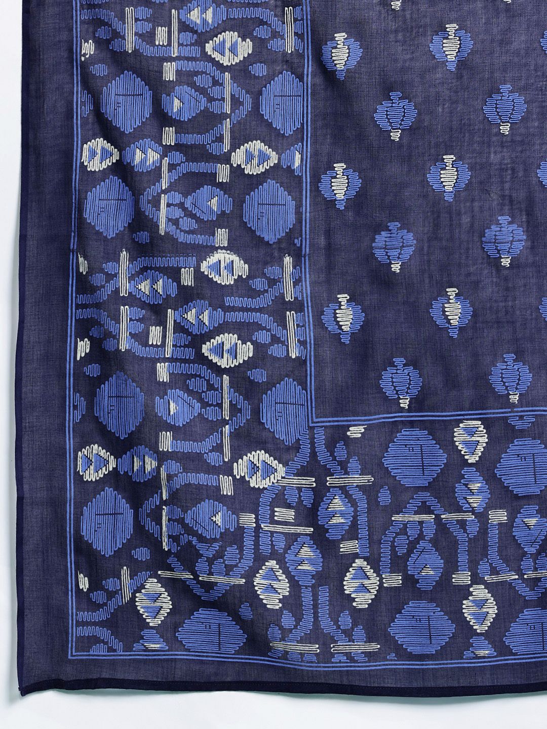 Indyancart IE Floral Printed Panelled Pure Cotton Kurta with Trousers & Dupatta