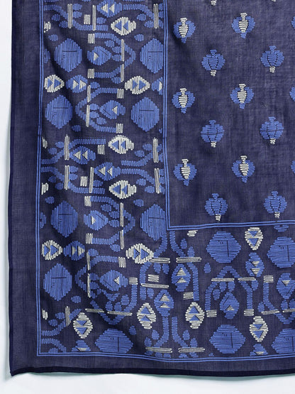 Indyancart IE Floral Printed Panelled Pure Cotton Kurta with Trousers & Dupatta
