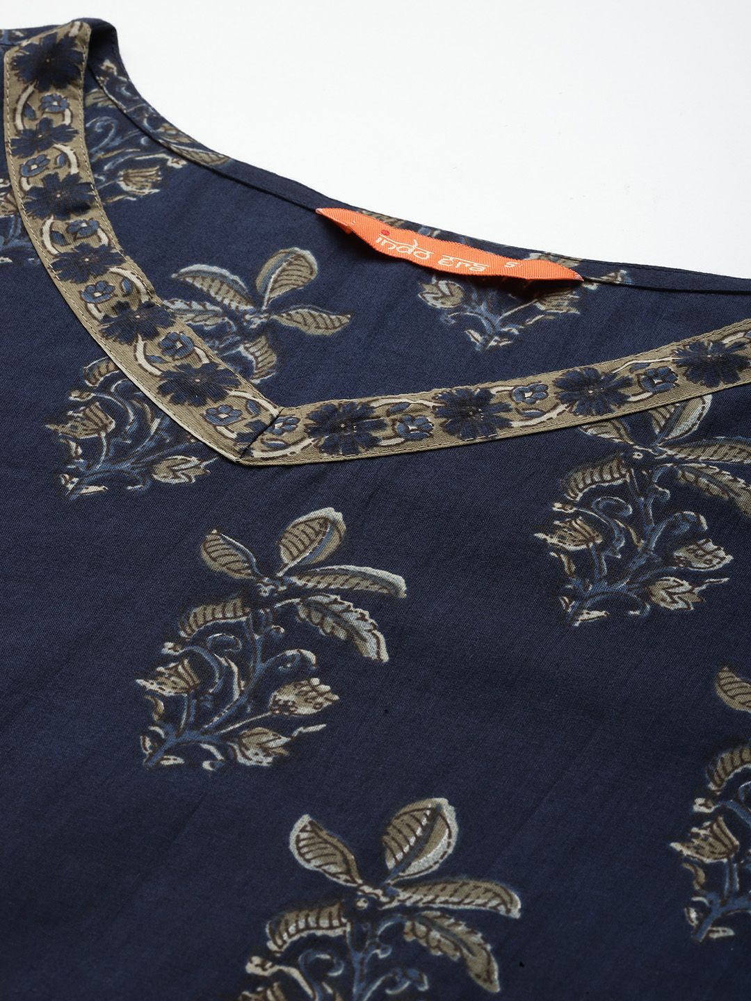 Indyancart IE Floral Printed Pure Cotton Kurta With Salwar & Dupatta