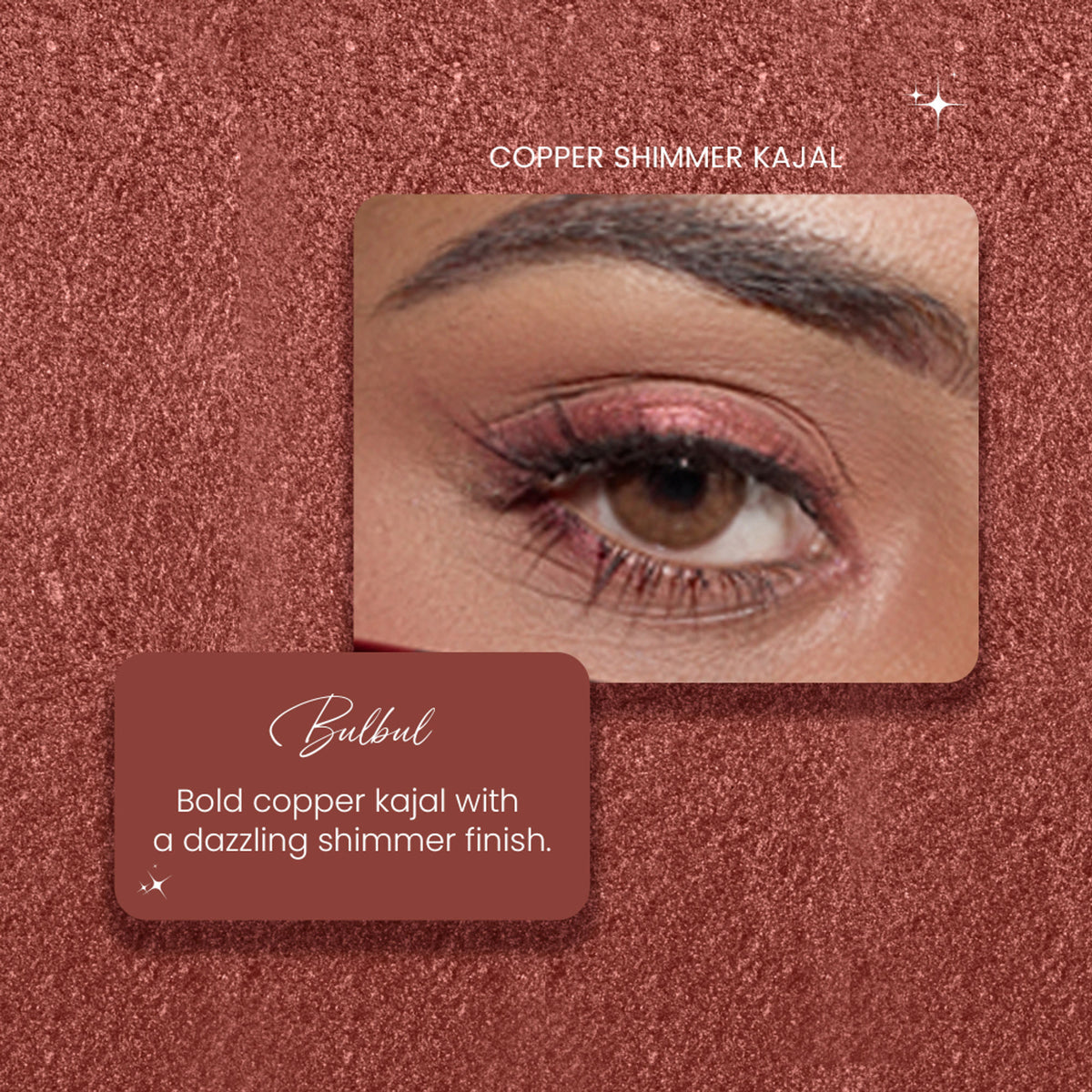 Parul Garg Beauty Bold Define Shimmer Kajal in black, showcasing its smooth, shimmering eyeliner application on a model's eye.