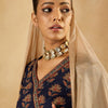 Indyancart IE Floral Printed Angrakha Mirror Work Pure Cotton A-Line Kurta & Trousers & Dupatta