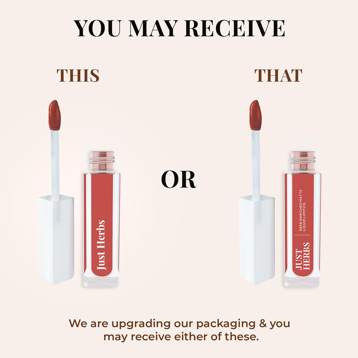 Just Herbs vegan matte liquid lipstick in Hibiscus Red and Raisin Rust shades, showcasing bold, nourishing lip color.