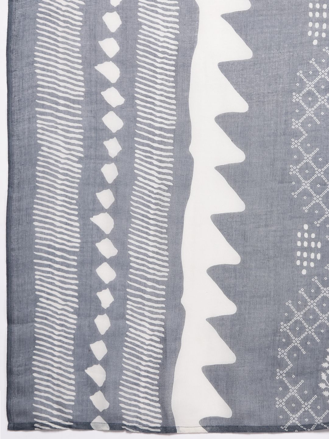 Indyancart IE Bandhani Printed Regular Thread Work Pure Cotton Kurta With Trousers & Dupatta