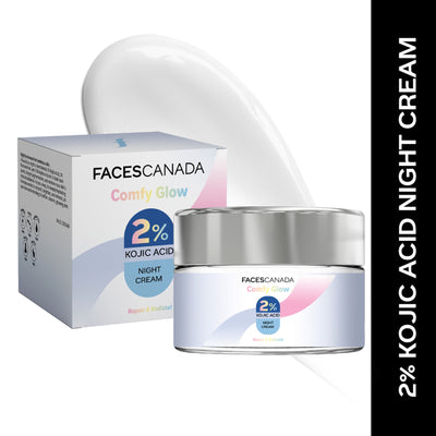 Faces Canada Comfy Glow 2% Kojic Acid Night Cream - Fades Dark Spots & Acne Marks
