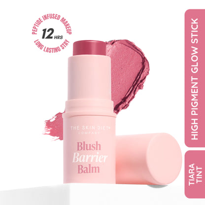 The Skin Diet Company Blush Barrier Balm - Bright Pink Longwear, Lip & Cheek Tint - Tiara Tint