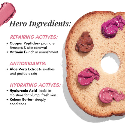 The Skin Diet Company Blush Barrier Balm - Bright Pink Longwear, Lip & Cheek Tint - Tiara Tint