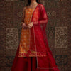 Dhiyona IE Orange Geometric Printed Shoulder Strap Kurta with Sharara & Dupatta