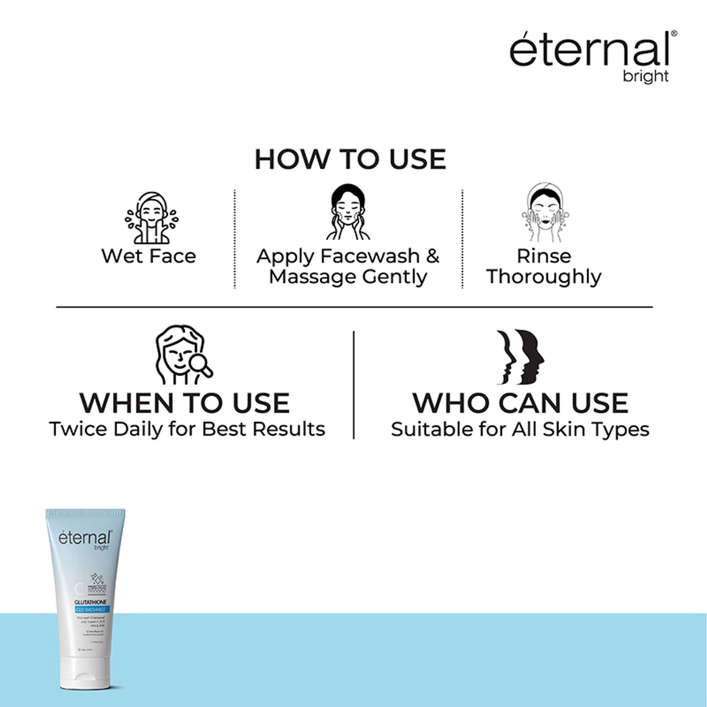 eternal bright Glutathione Facewash For Deep Cleansing & Skin Brightening