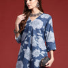 Dhiyona IE V-Neck Floral Printed Pleat Detailed Kurta with Trousers
