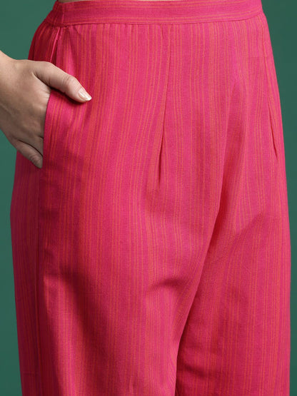Dhiyona IE Floral Embroidered Thread Work Pure Cotton Kurta with Trousers