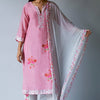 Women's Strawberry Ice Pink and Grey Bemberg Silk Salwar Suit With Delicate Embroidery Detailing