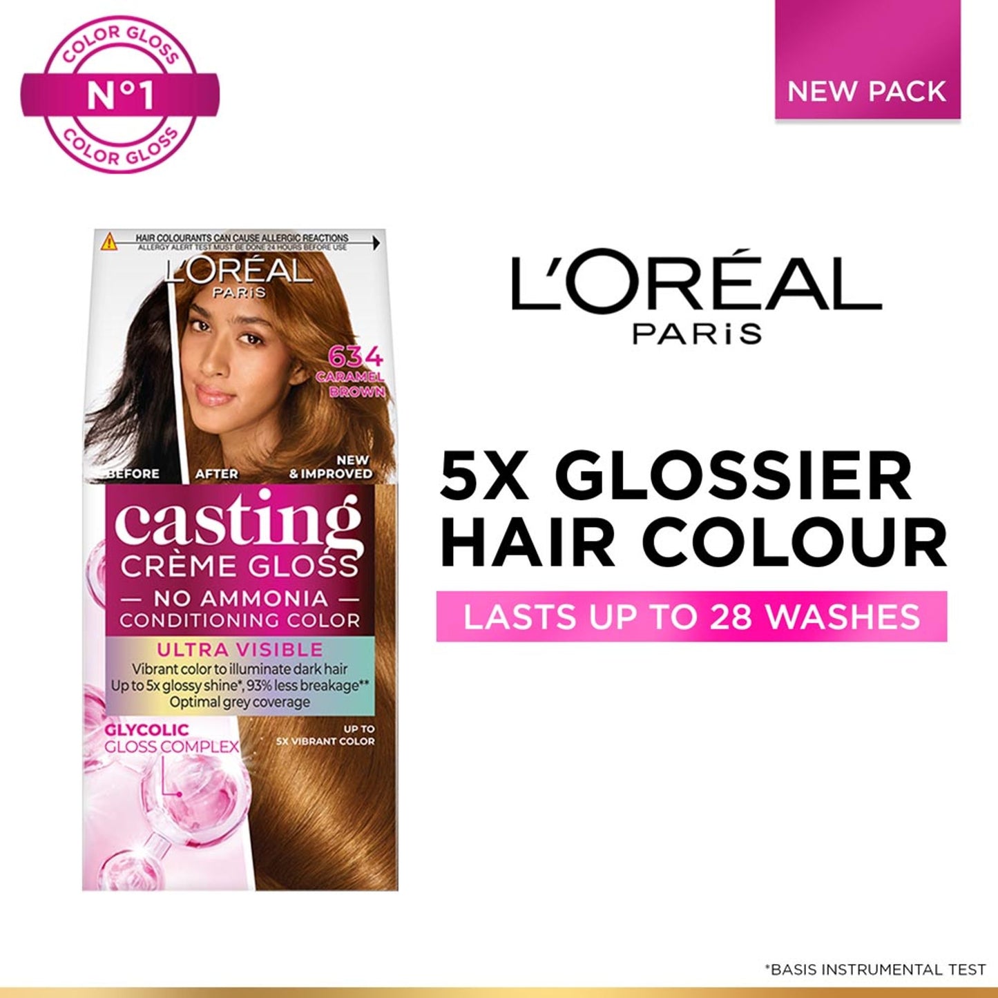 L'Oréal Paris Casting Creme Gloss Hair Color With Glycolic Gloss Complex - 634 Caramel Brown