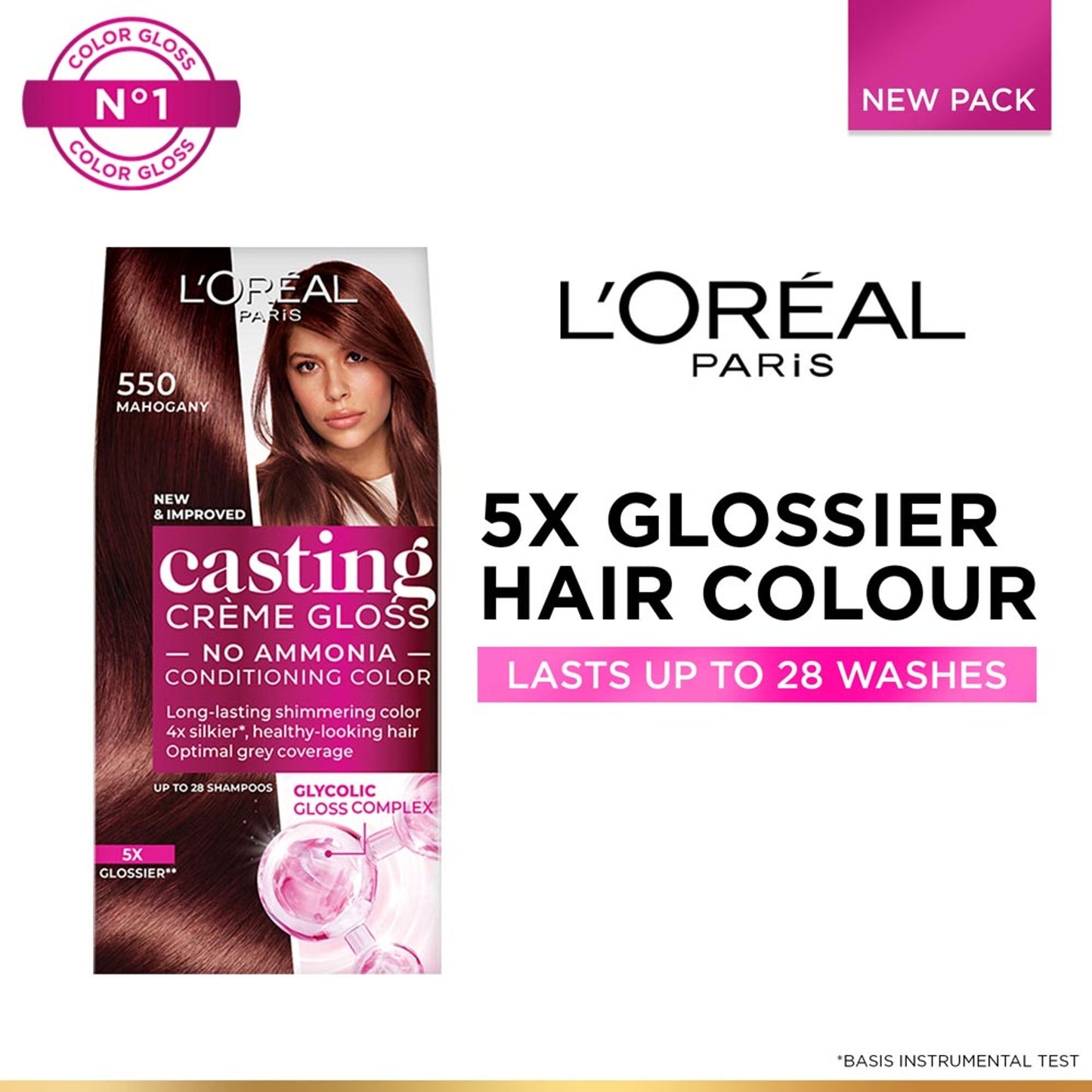 L'Oreal Paris Casting Creme Gloss Hair Color - Chocolate 535 | 87.5gm+72ml - 550 Mahogany