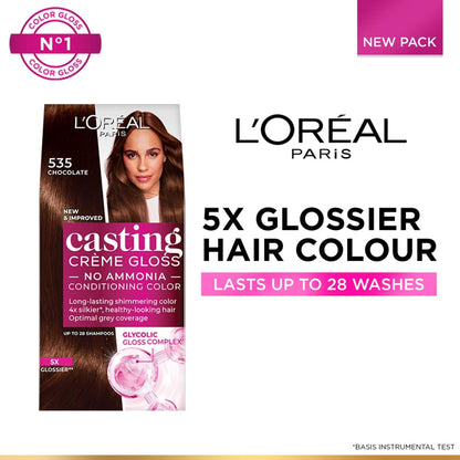L'Oreal Paris Casting Creme Gloss Hair Color - Chocolate 535 | 87.5gm+72ml - 535Chocolate