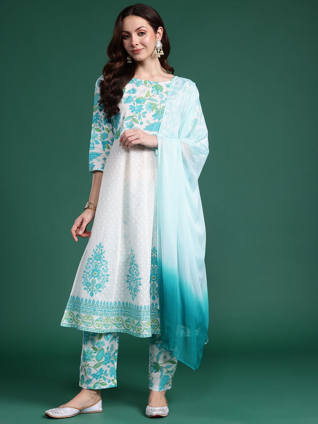 Dhiyona IE Women Floral Printed Regular Pure Cotton Kurta Set