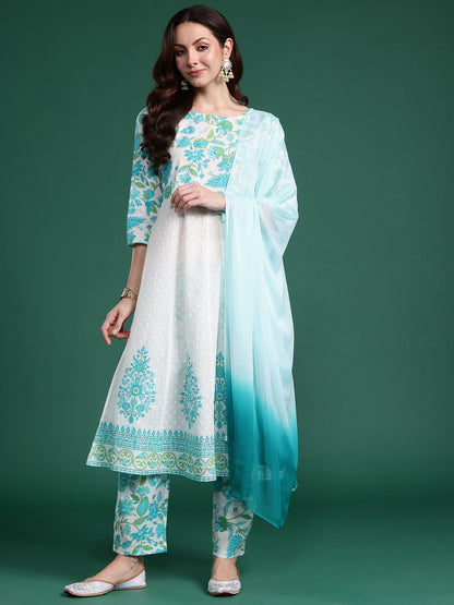 Dhiyona IE Women Floral Printed Regular Pure Cotton Kurta Set