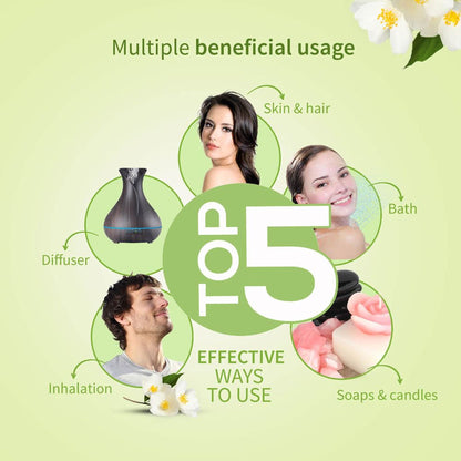 Jasmine Essential Oil for Aromatherapy to Relax Mind & Rejuvenate Skin & Hair Naturally