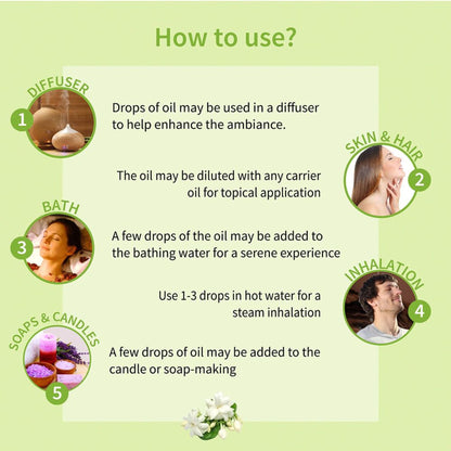 Jasmine Essential Oil for Aromatherapy to Relax Mind & Rejuvenate Skin & Hair Naturally