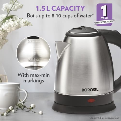 Borosil 1.5 L Stainless Steel Electric Kettle