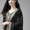 Dhiyona IE Women Black Yoke Design Regular Kurta with Palazzos & Dupatta