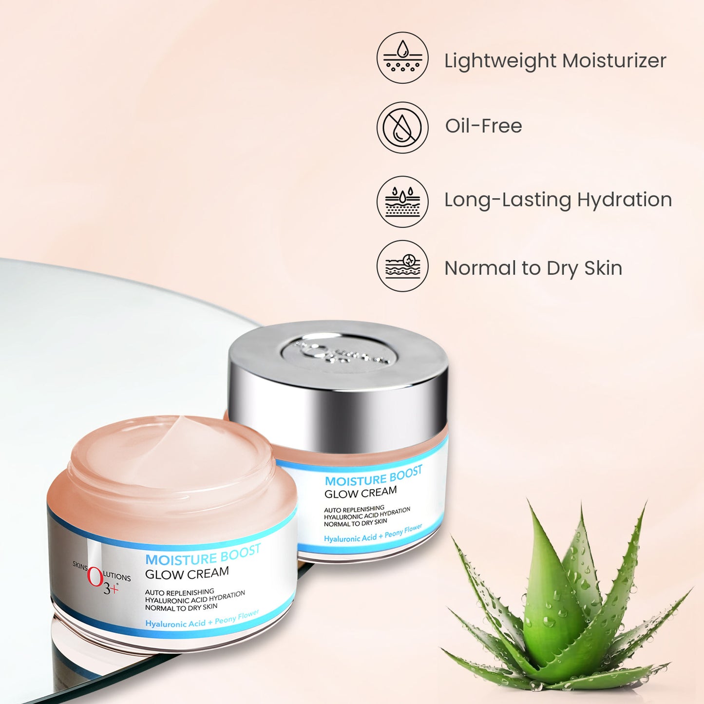 O3+ Moisture Boost Glow Gel Cream With Hydrating Hyaluronic Acid & Tri-Peptide For Dull Skin