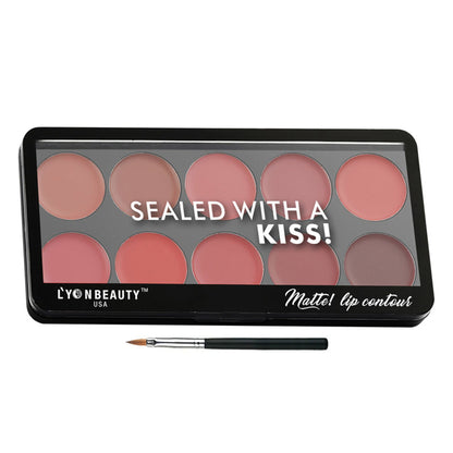 Lyon Beauty Matte Lip Contour Palette Shade 01 with multiple neutral lip shades and contouring colors in a sleek palette.