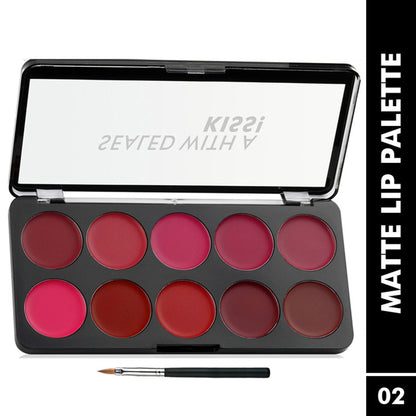 Lyon Beauty Matte Lip Contour Palette Shade 02 with multiple lip color shades and contouring options in a compact palette.
