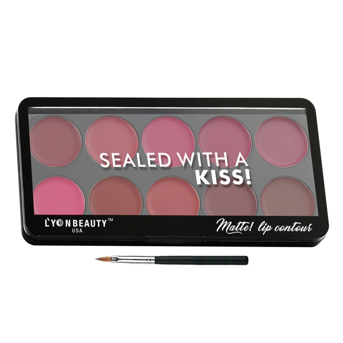 Lyon Beauty Matte Lip Contour Palette Shade 02 with multiple nude and pink lip shades in a sleek compact.