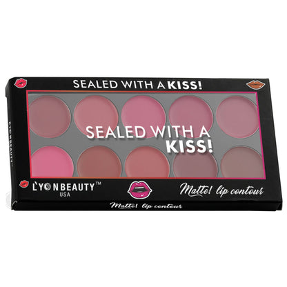 Lyon Beauty Matte Lip Contour Palette Shade 02 with multiple neutral and pink lip tones in a sleek compact.