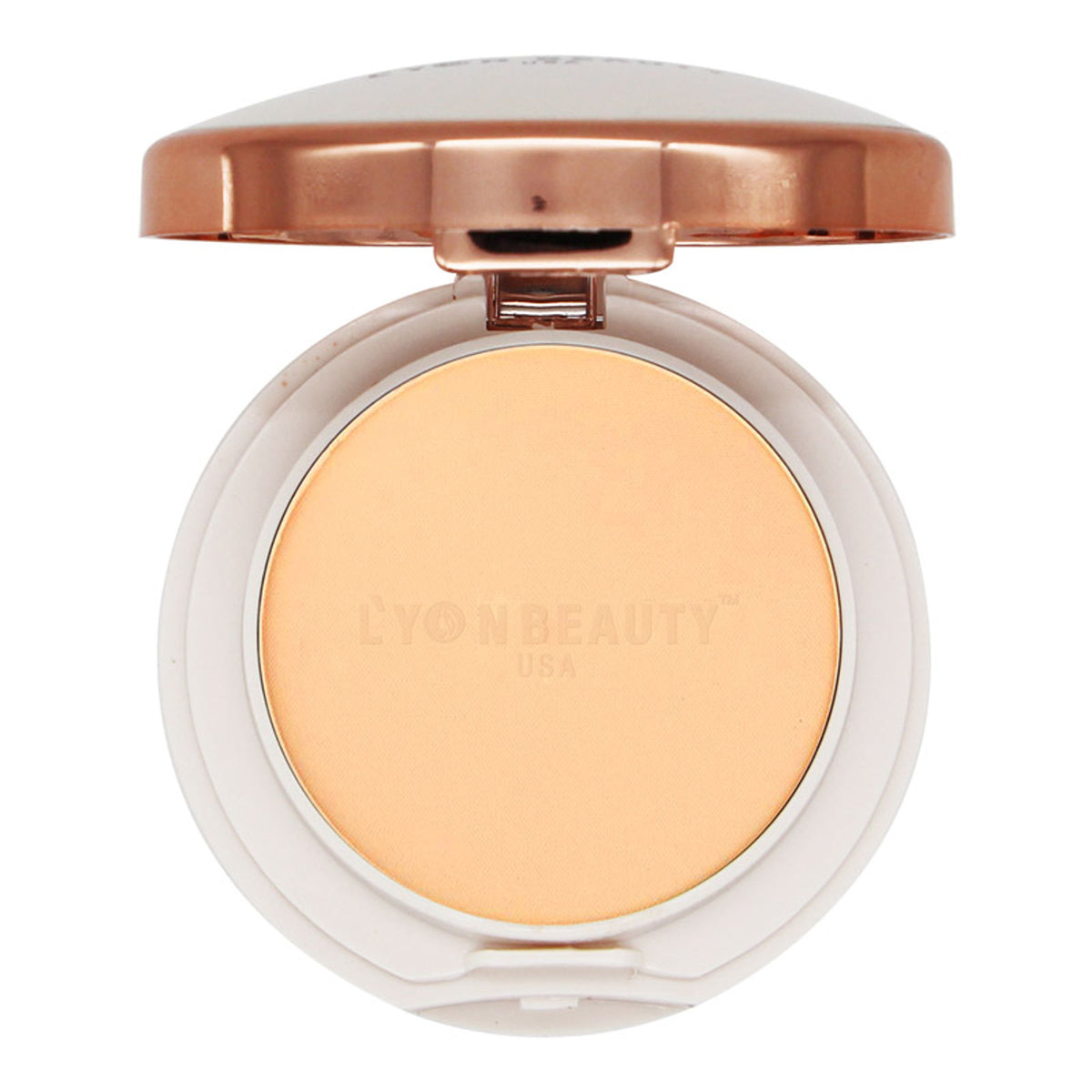 Lyon Beauty Oil Control Compact in Shade 03, featuring a closed round compact with a mirror and pressed powder surface.