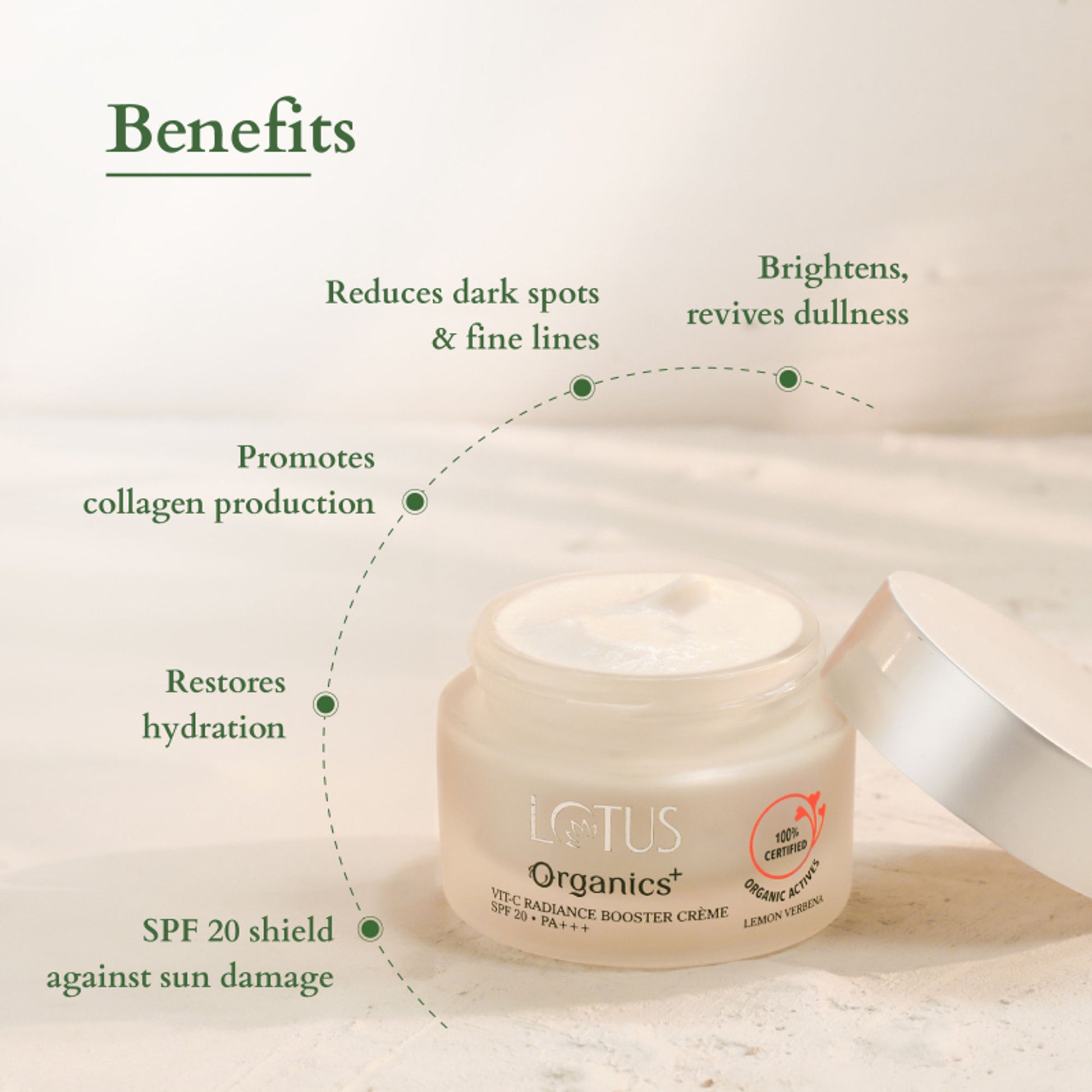 Lotus Organics Vit-C Radiance Booster Crème SPF 20 PA+++ - Lemon Verbena