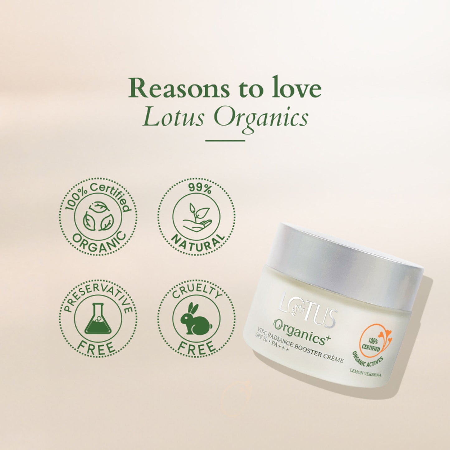 Lotus Organics Vit-C Radiance Booster Crème SPF 20 PA+++ - Lemon Verbena
