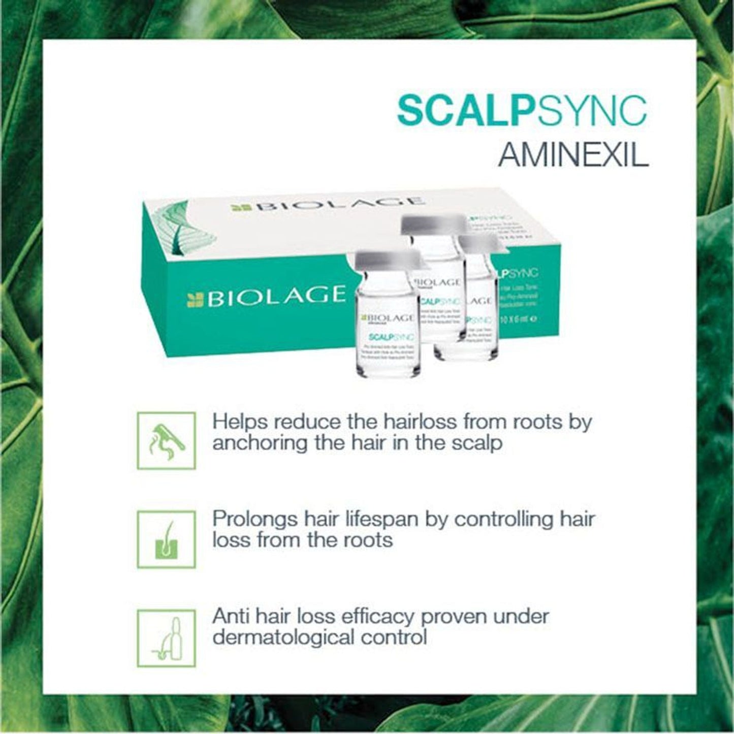 Biolage Aminexil Hair Treatment Pack, Reduces Hair Loss from Roots, 10x6ml